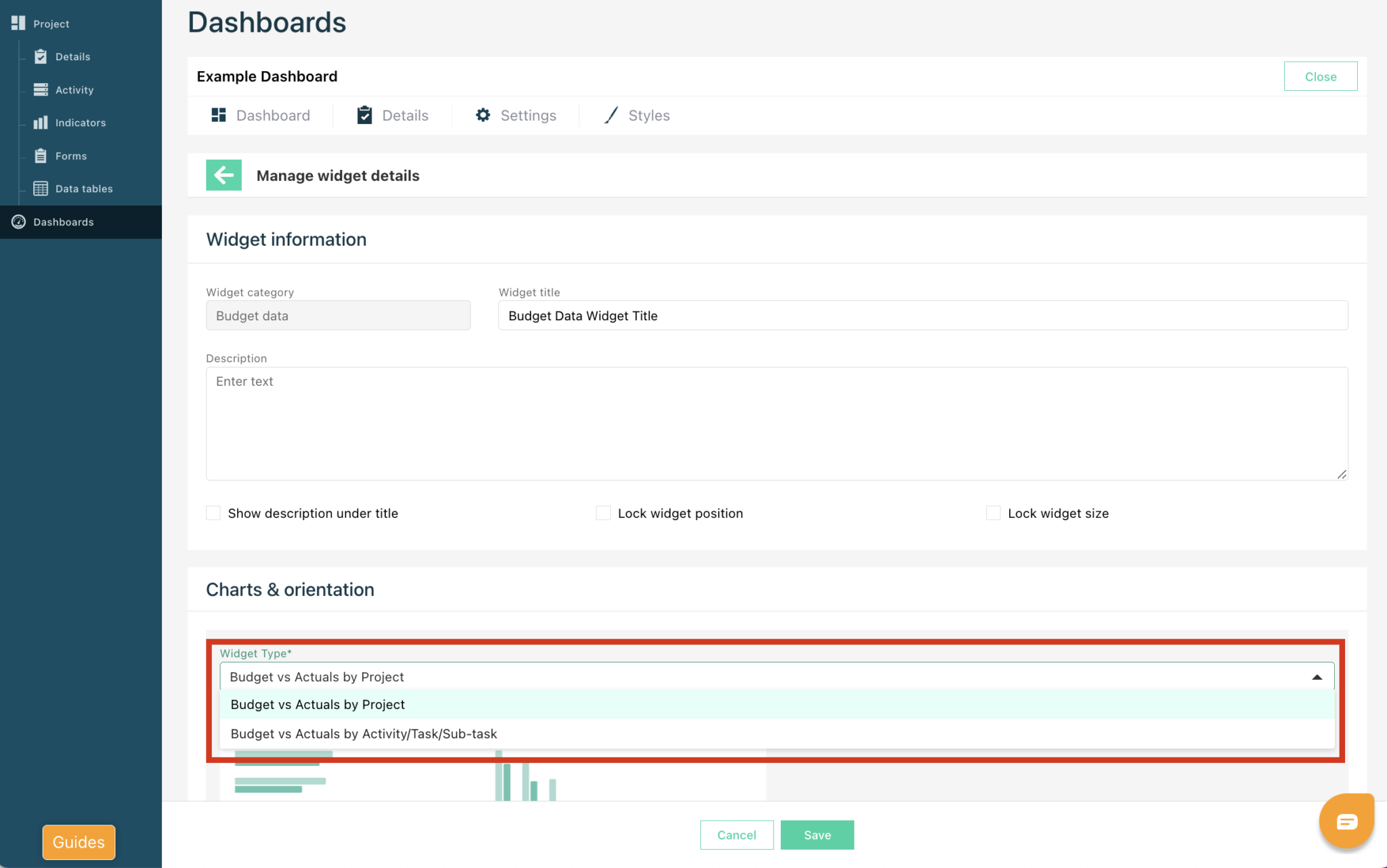 Adding Widgets to Your Dashboard - TolaData